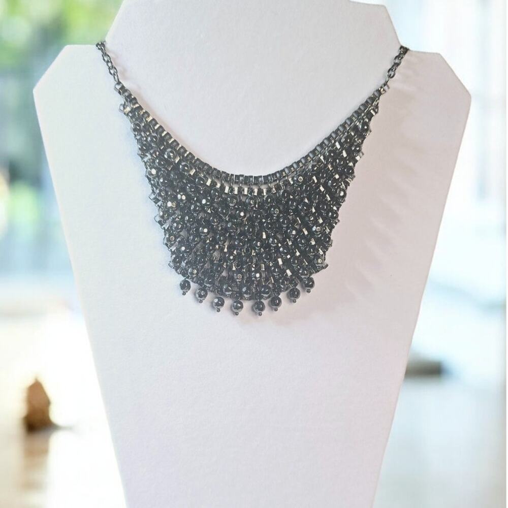 Beaded Antique Metal Collar Necklace